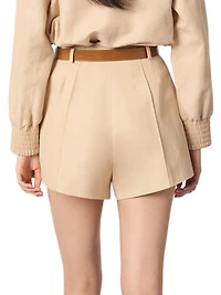 Linen and Cotton Shorts with Darts