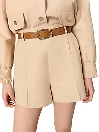 Linen and Cotton Shorts with Darts