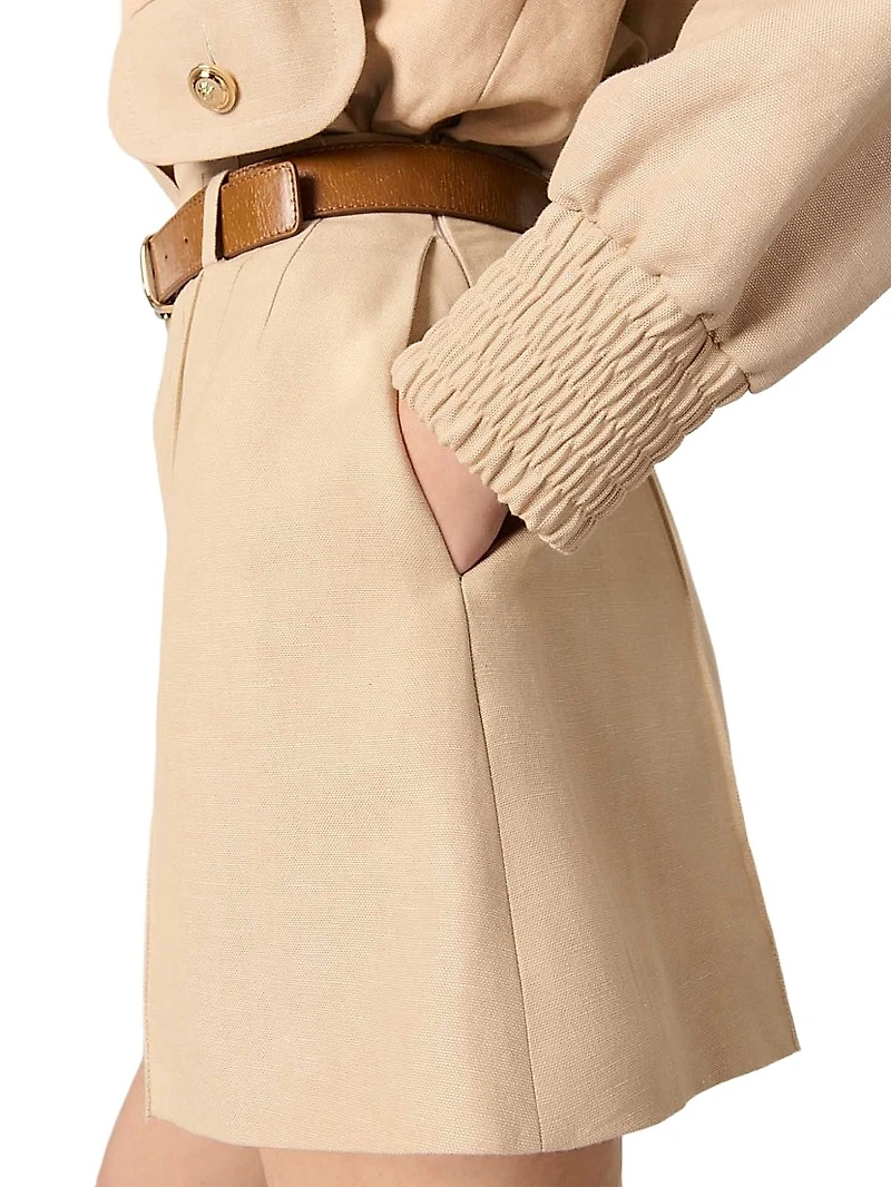 Linen and Cotton Shorts with Darts