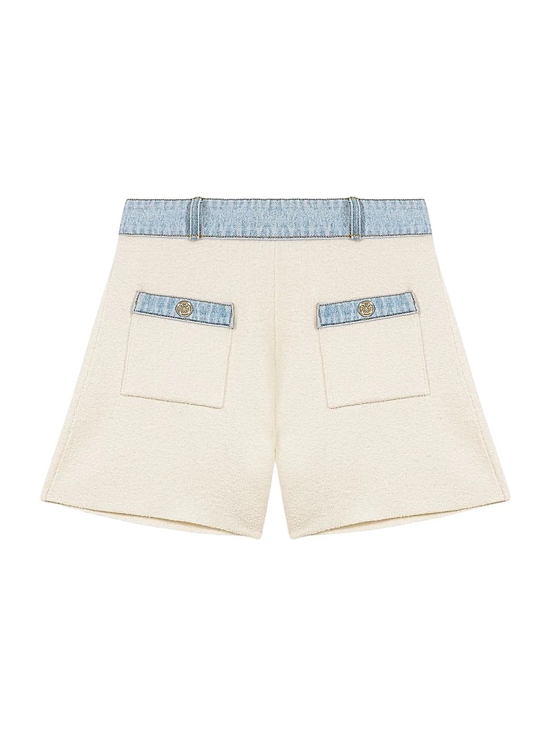 Knitted Shorts with Denim Trim