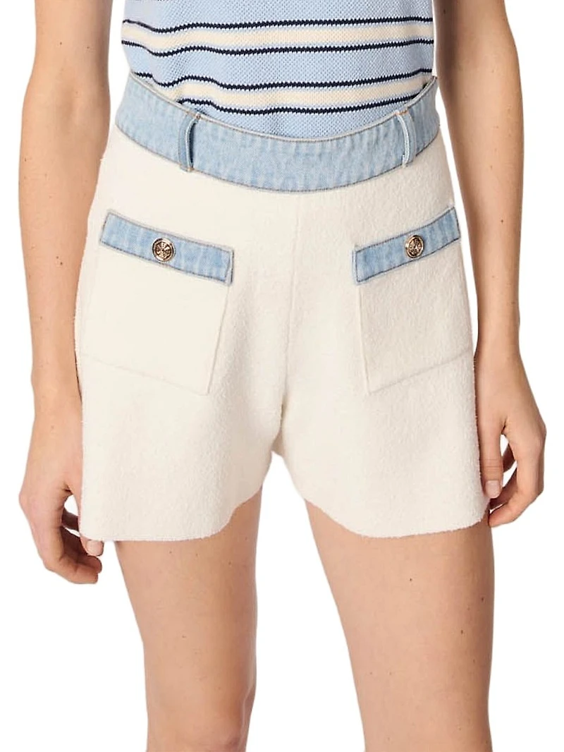 Knitted Shorts with Denim Trim
