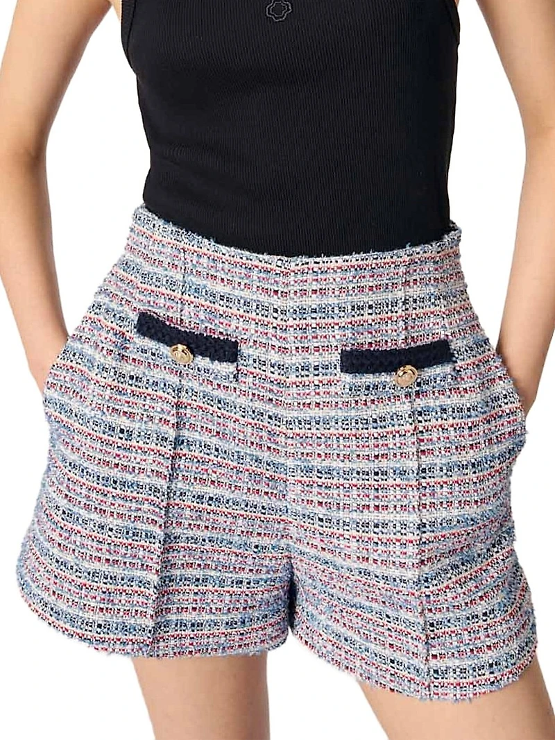 Tweed Shorts with Contrasting Trim