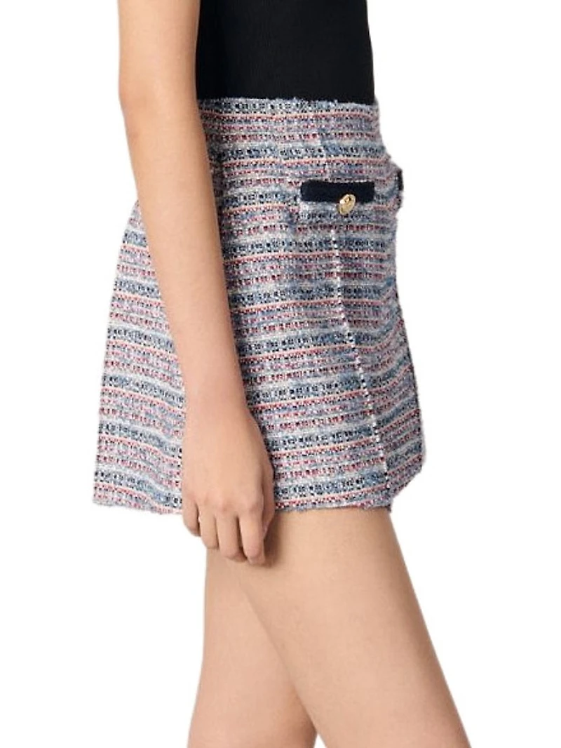 Tweed Shorts with Contrasting Trim
