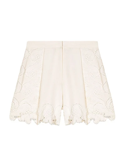 Embroidered Floral Shorts