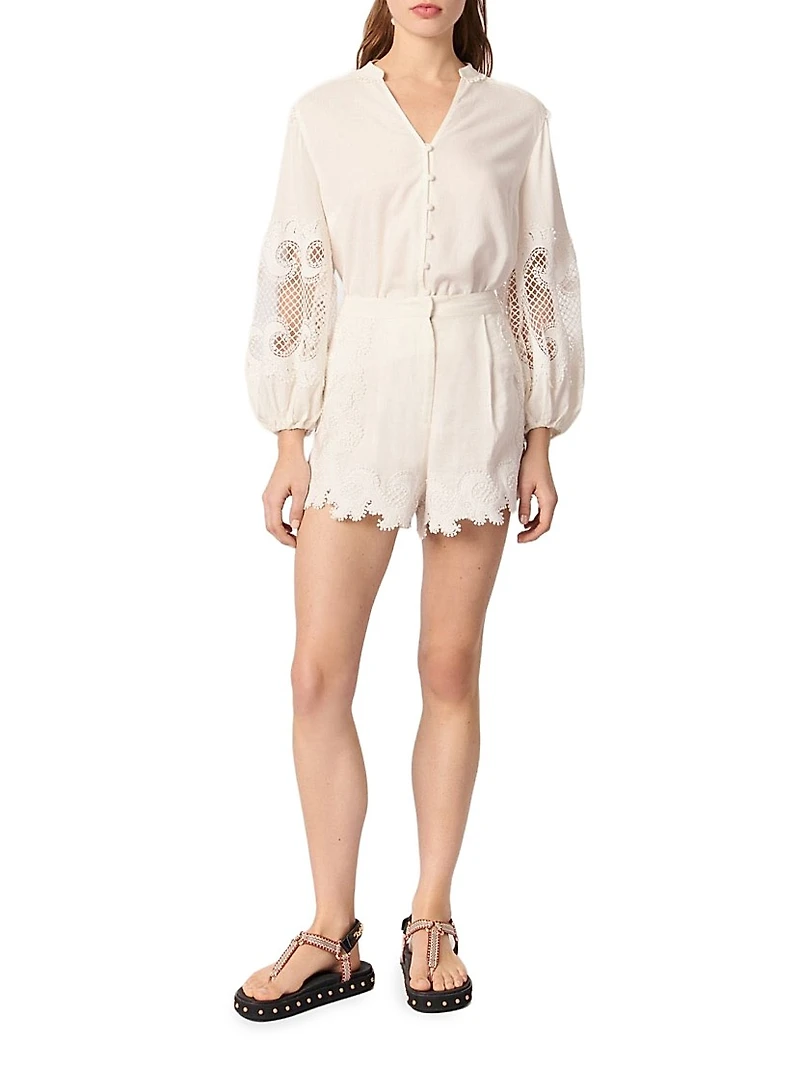 Embroidered Floral Shorts