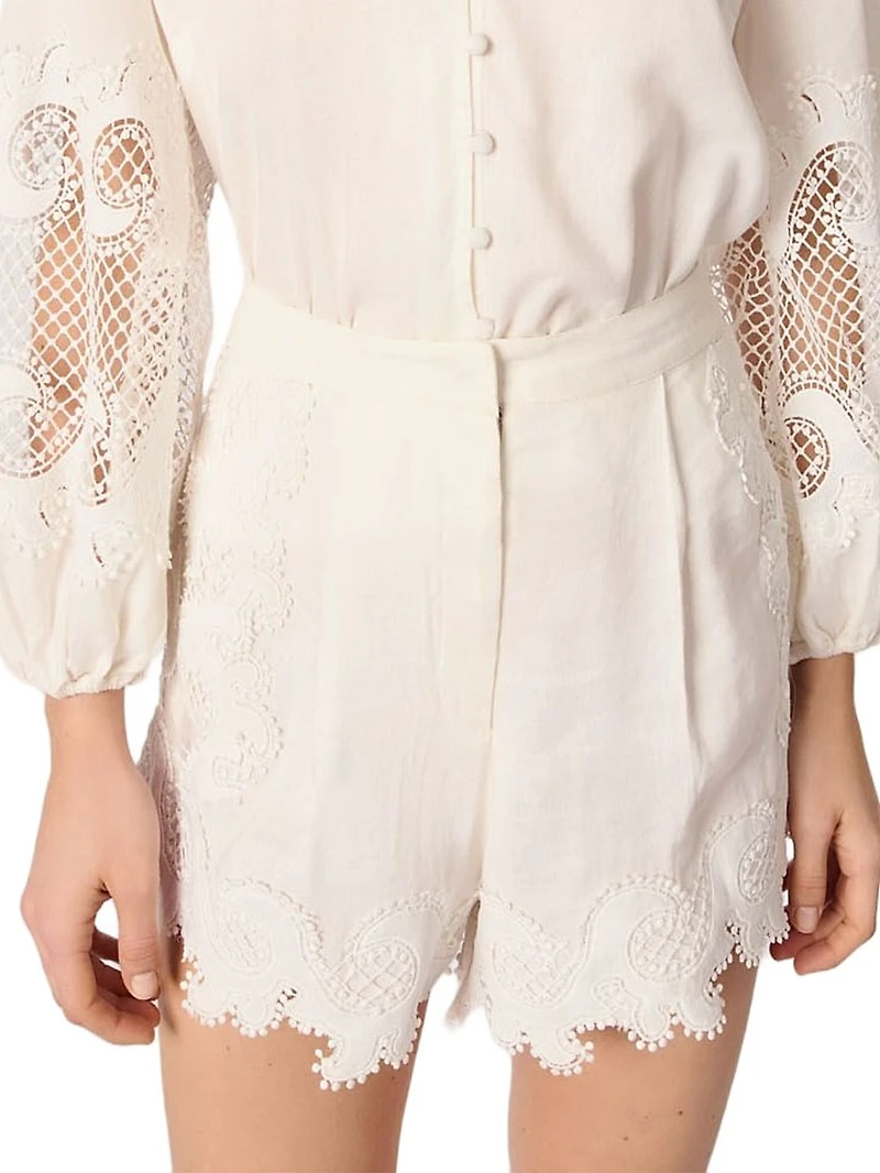 Embroidered Floral Shorts
