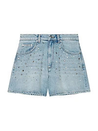 Studded Denim Shorts