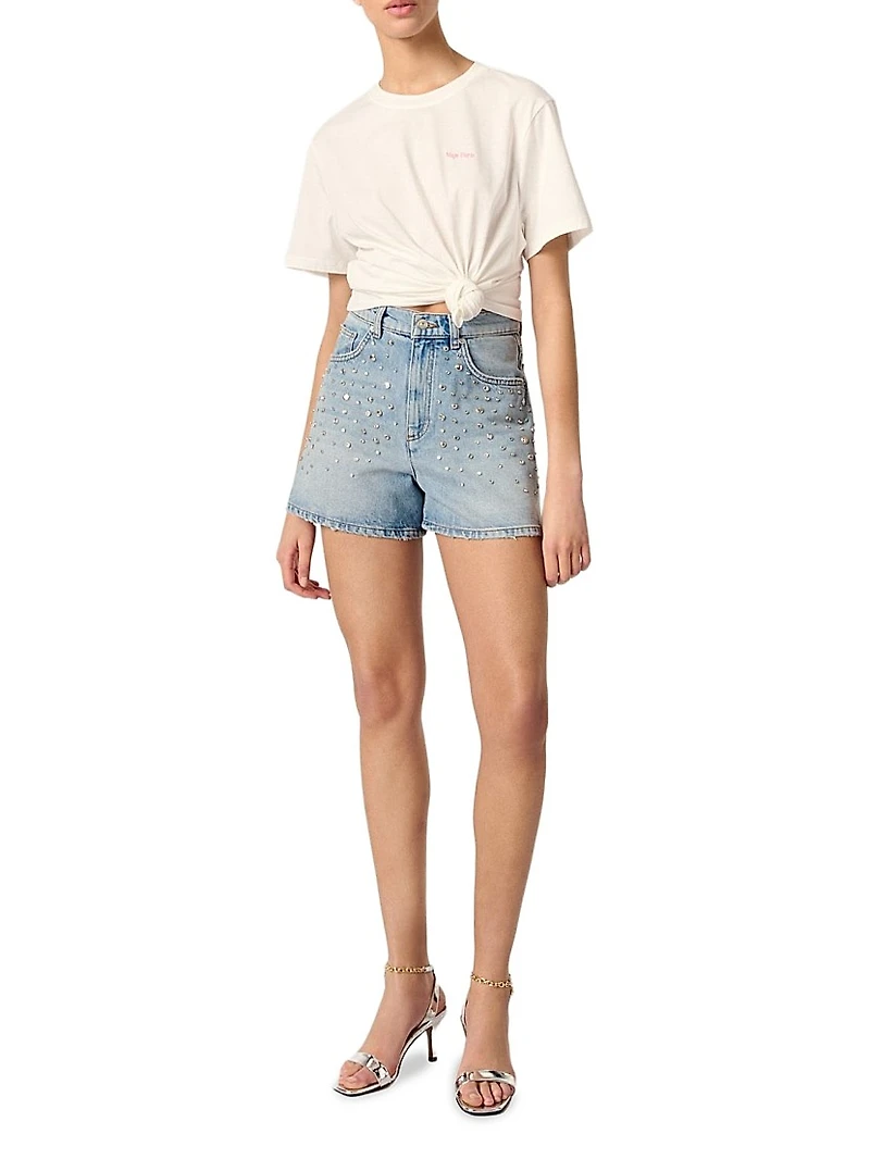 Studded Denim Shorts