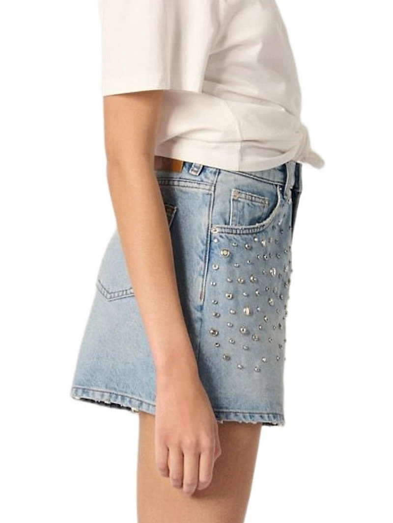 Studded Denim Shorts