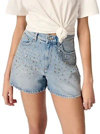 Studded Denim Shorts