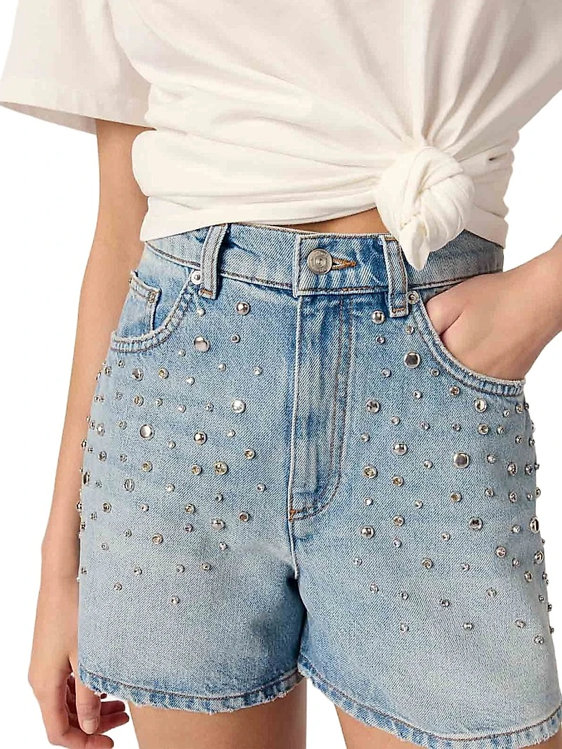 Studded Denim Shorts