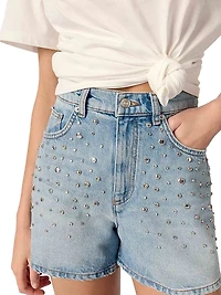 Studded Denim Shorts