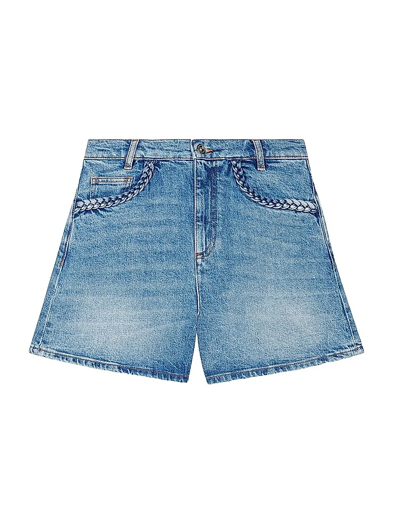 Denim Shorts with Braided Trim