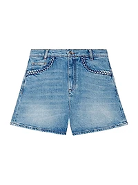 Denim Shorts with Braided Trim