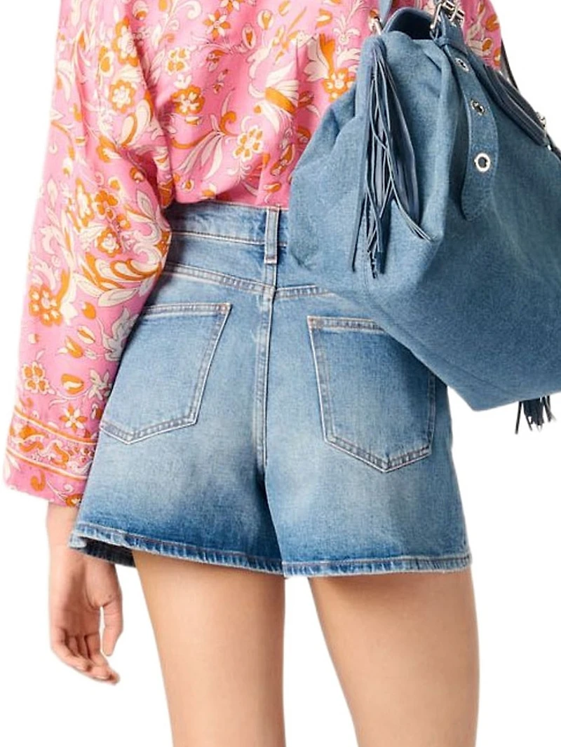 Denim Shorts with Braided Trim