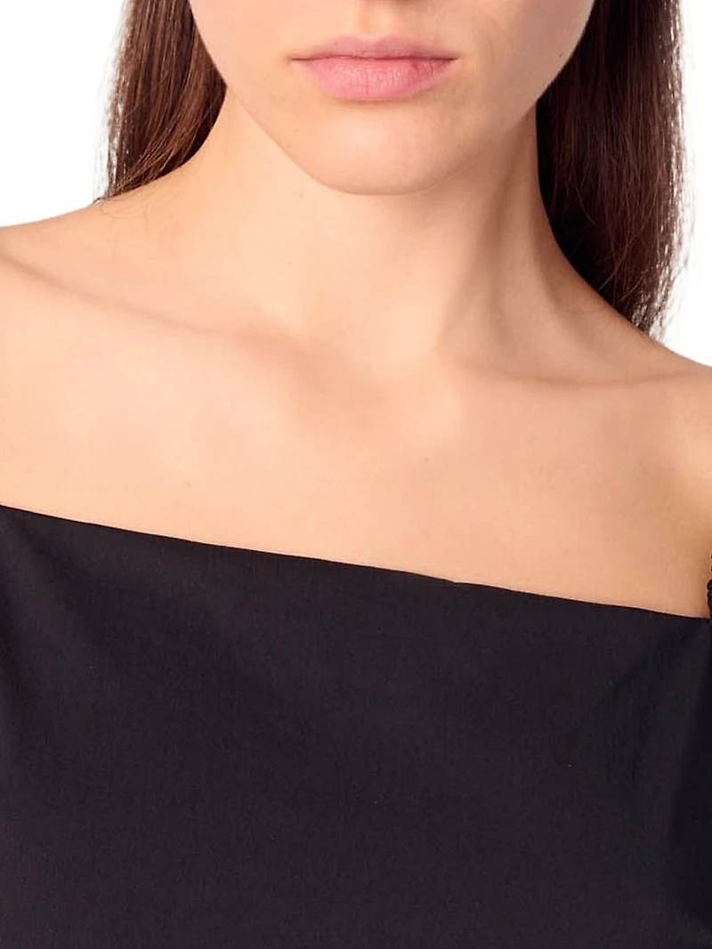 Poplin Top with Balloon Sleeves