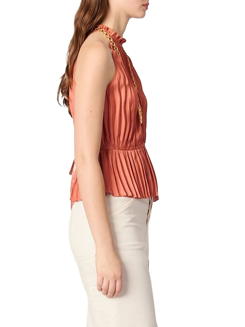 Sleeveless Pleated Halter Top