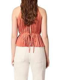 Sleeveless Pleated Halter Top