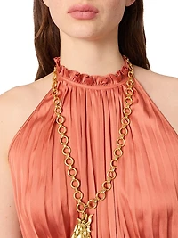 Sleeveless Pleated Halter Top