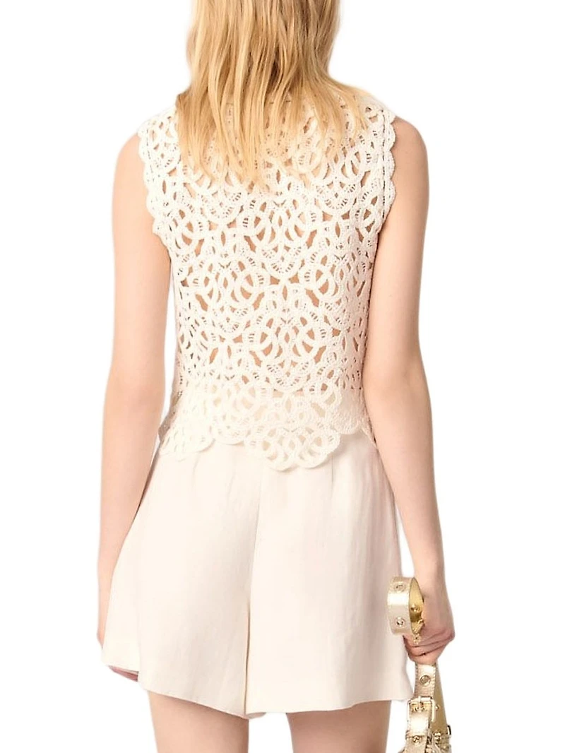Crochet-Knit Sleeveless Top