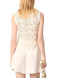 Crochet-Knit Sleeveless Top