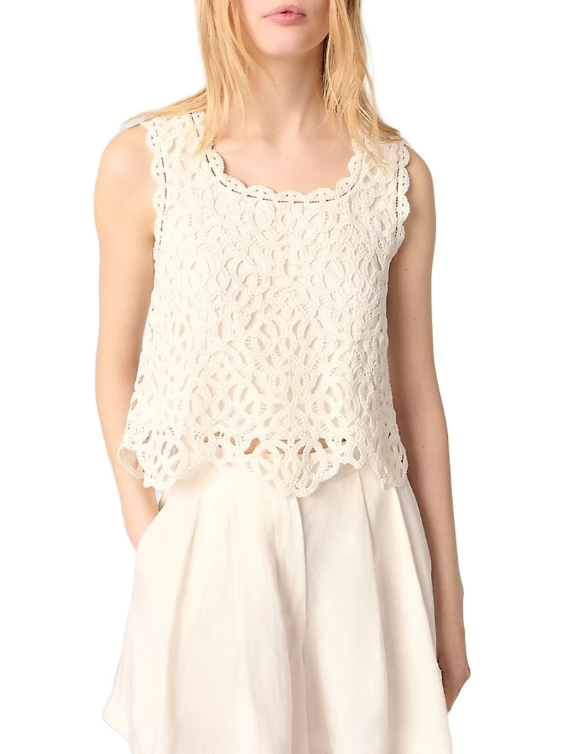 Crochet-Knit Sleeveless Top