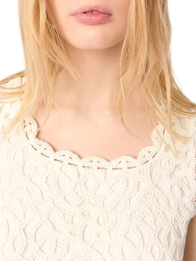 Crochet-Knit Sleeveless Top