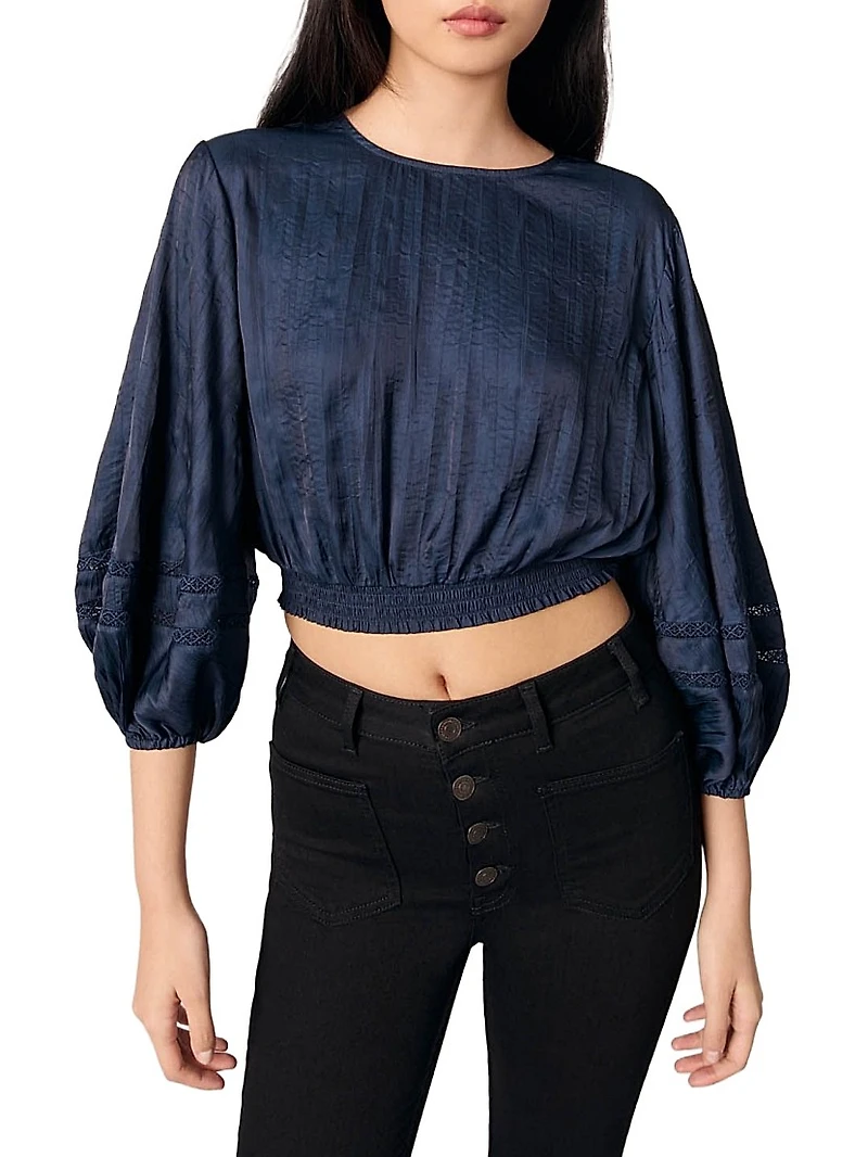 Satin-Look Cropped Top