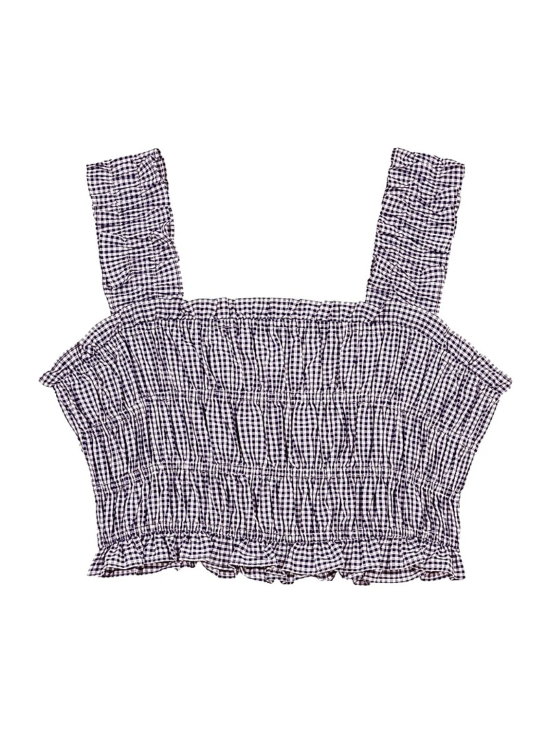 Gingham Smocked Crop Top