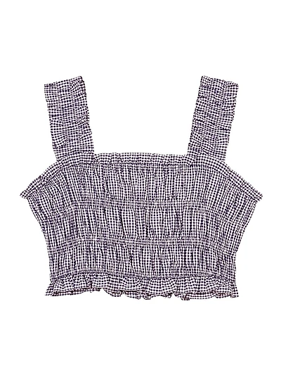 Gingham Smocked Crop Top