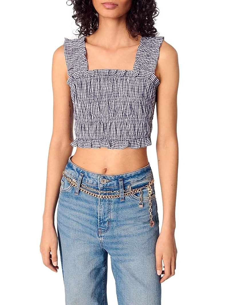 Gingham Smocked Crop Top
