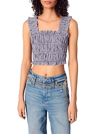 Gingham Smocked Crop Top