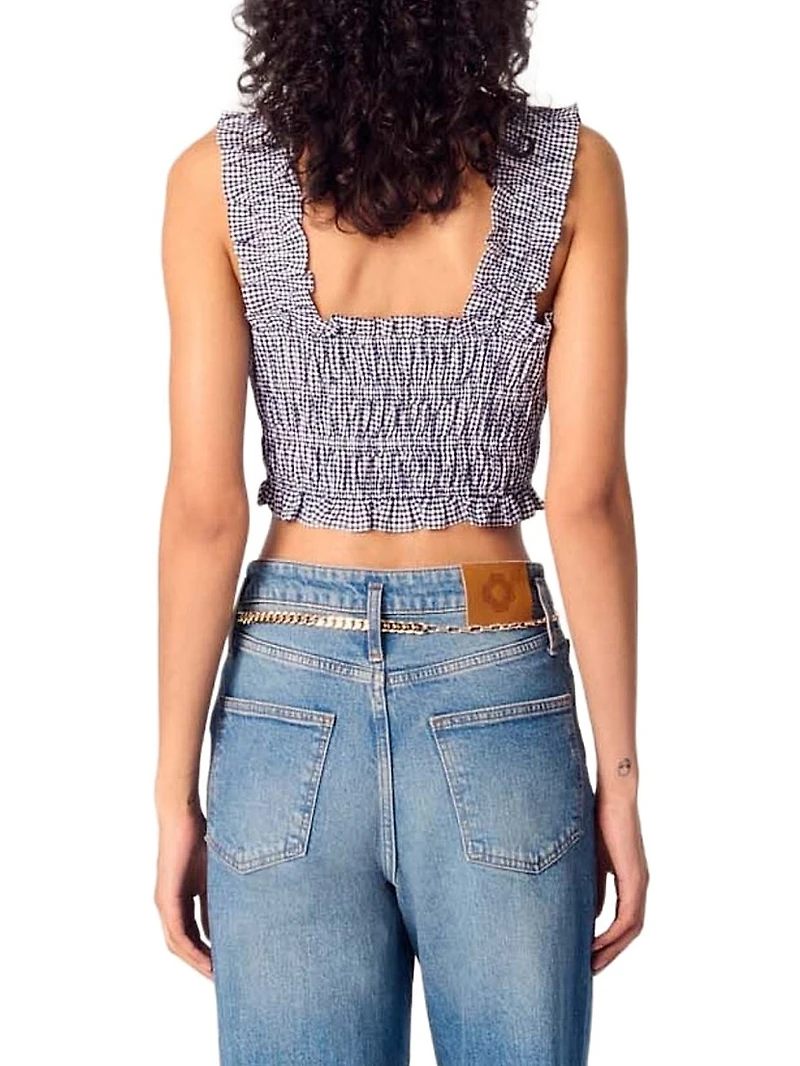 Gingham Smocked Crop Top