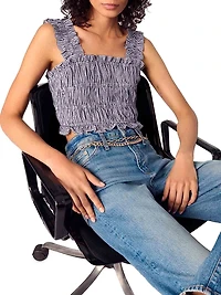 Gingham Smocked Crop Top