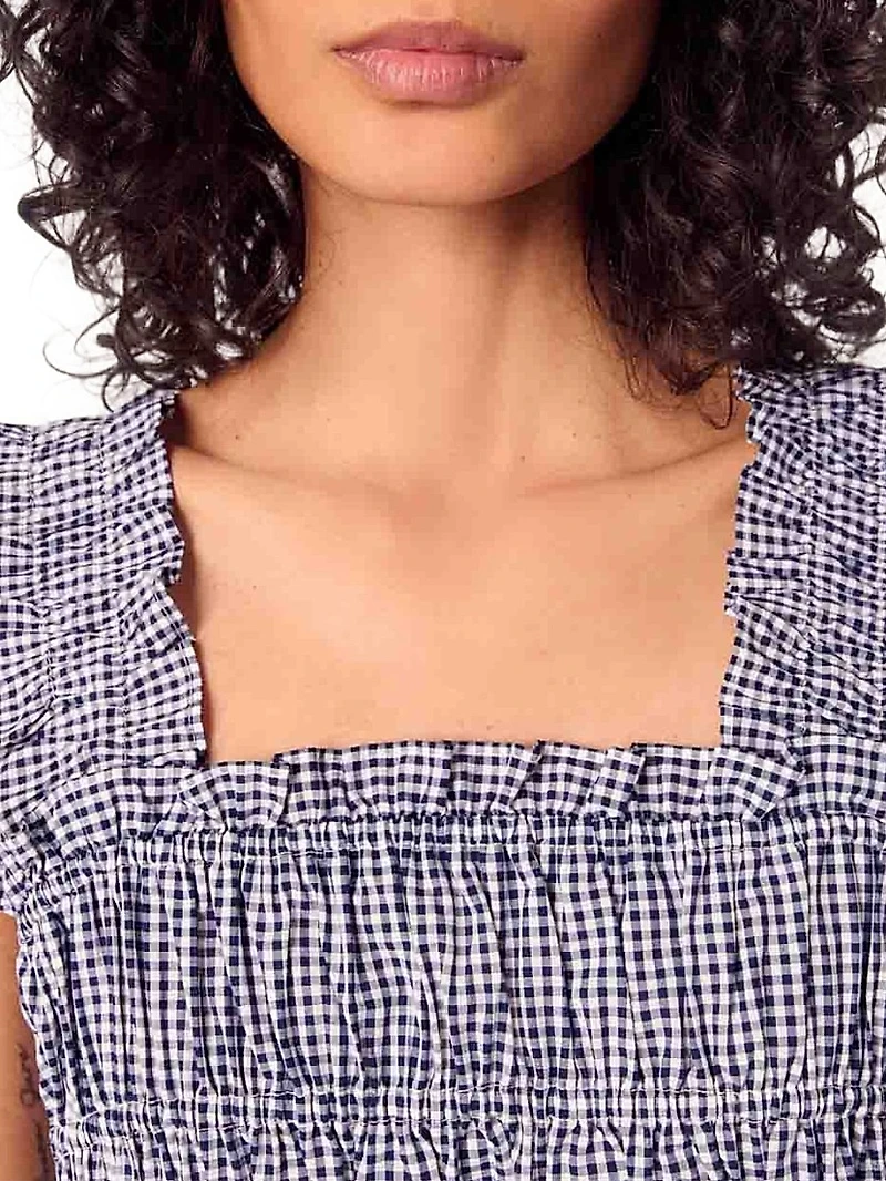 Gingham Smocked Crop Top
