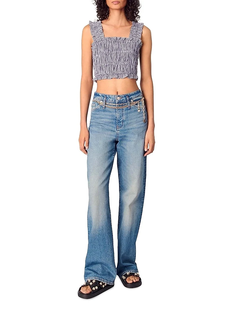 Gingham Smocked Crop Top