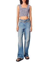 Gingham Smocked Crop Top