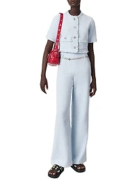 Cropped Short Sleeve Tweed Jacket