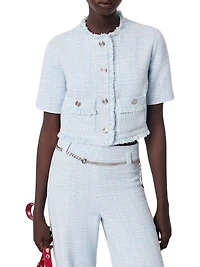 Cropped Short Sleeve Tweed Jacket