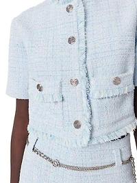 Cropped Short Sleeve Tweed Jacket