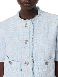Cropped Short Sleeve Tweed Jacket