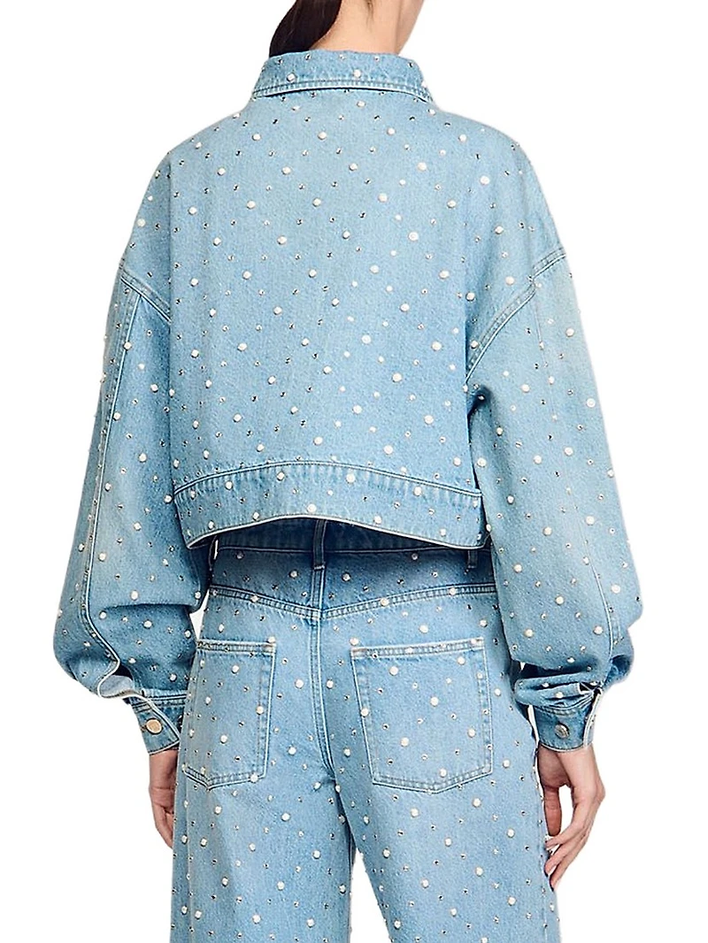 Beaded and Rhinestone Denim Jacket