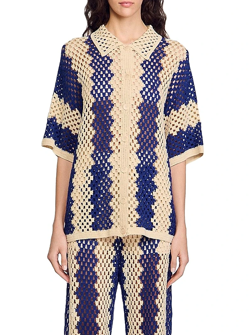 Two-Tone Knit Cardigan