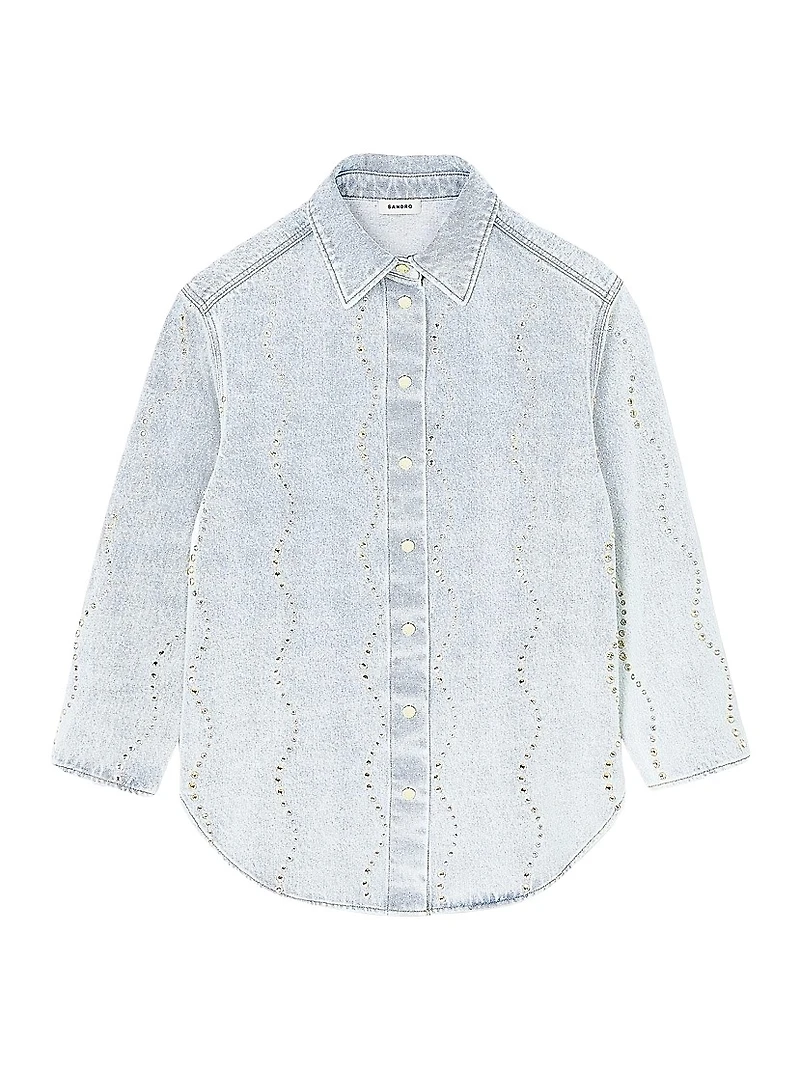 Denim Shirt with Rhinestones