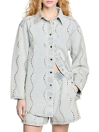 Denim Shirt with Rhinestones