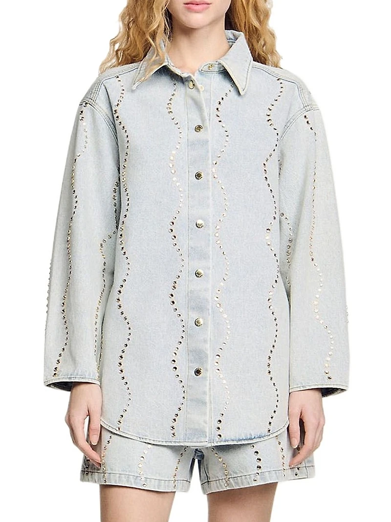 Denim Shirt with Rhinestones