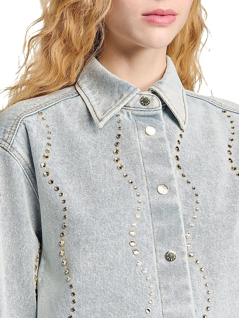 Denim Shirt with Rhinestones