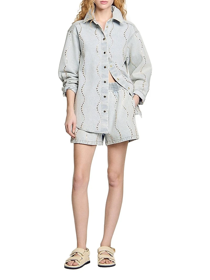 Denim Shirt with Rhinestones