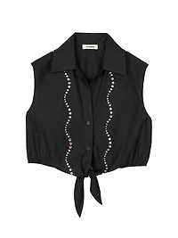 Rhinestone Cropped Shirt