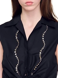Rhinestone Cropped Shirt